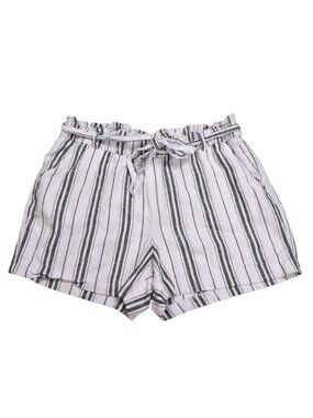 Old Navy Linen Blend Striped High Rise Tie Waist Shorts White Grey Size 16